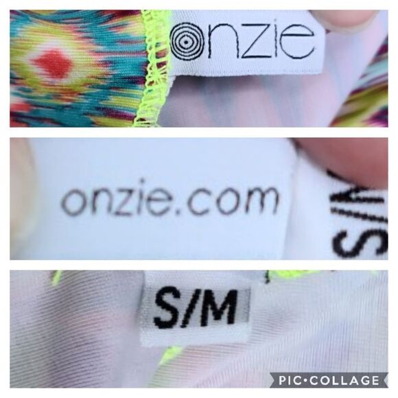 Onzie Colorful Cropped Leggings Bold Yoga Psychedelic Print Size Small Medium - Picture 11 of 12